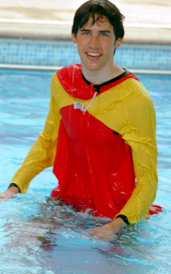 Anorak in swimmingpool for fitness training